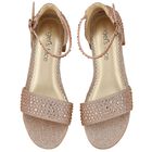 Girls Rose Gold Embellished Sandals, 1, hi-res