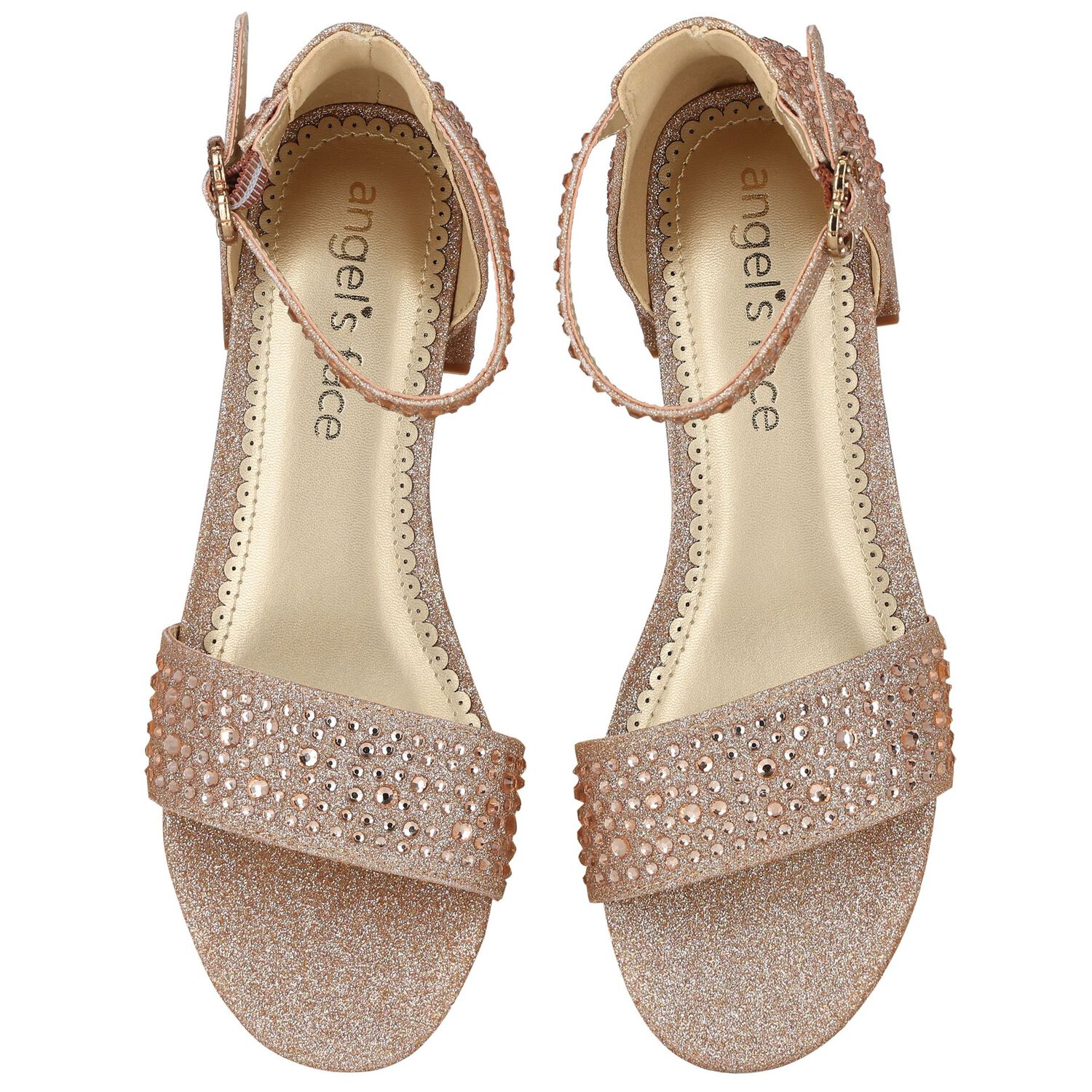 Girls Rose Gold Embellished Sandals, 1, hi-res image number null