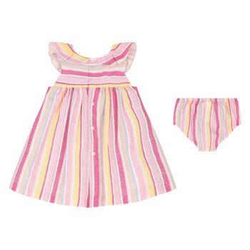 Baby Girls Multi-Coloured Striped Dress Set