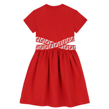 فستان بالشعار باللون الأحمر
