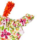 Girls Green & Orange Floral Swimsuit, 1, hi-res