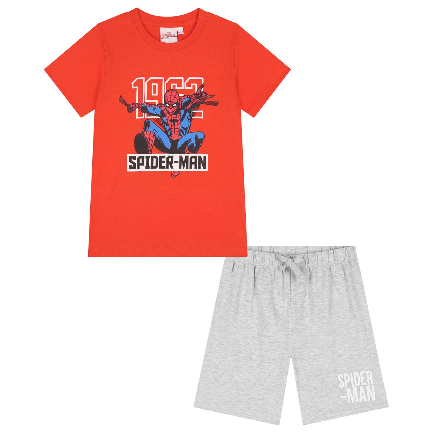Boys Red & Grey Spiderman Shorts Set, 1, hi-res
