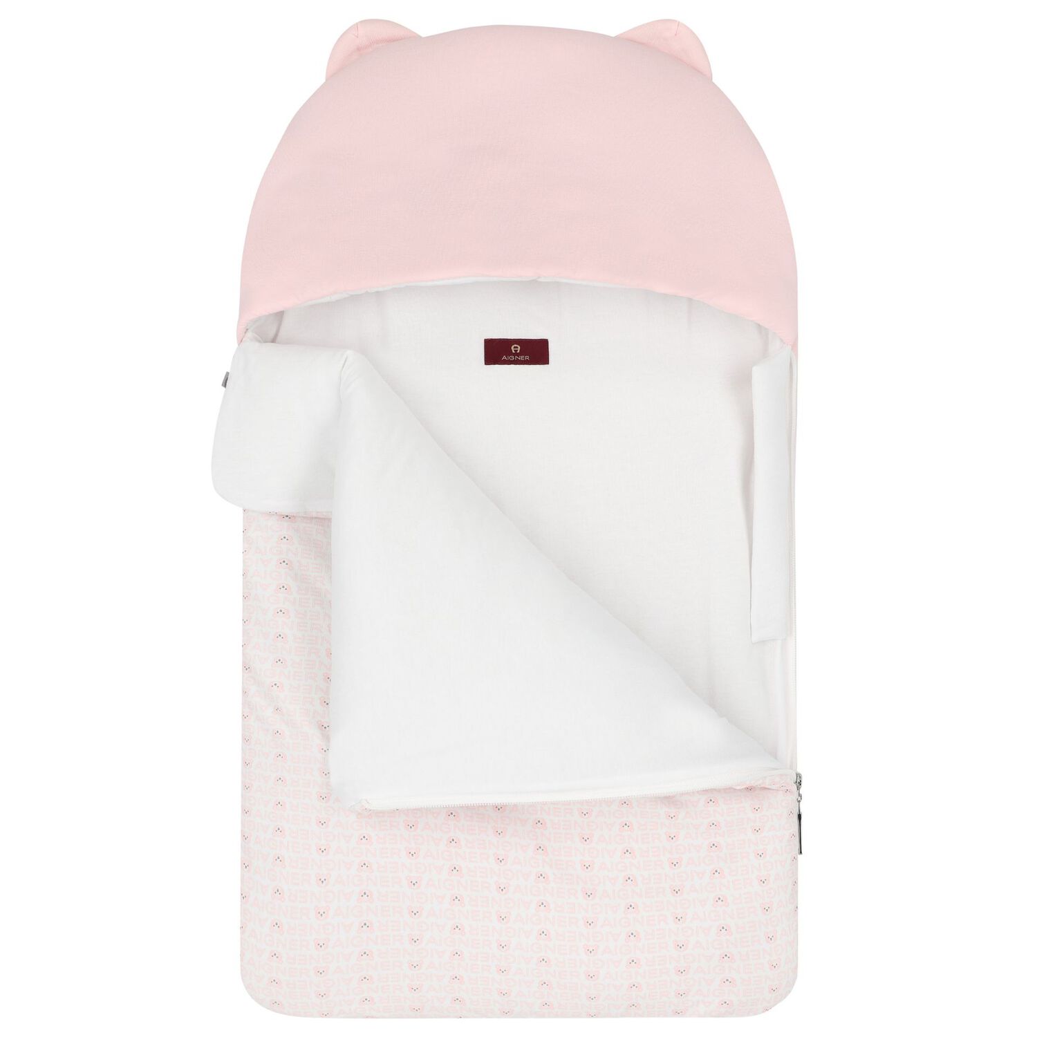 Baby Girls Pink & White Teddy Bear Logo Nest, 3, hi-res