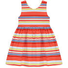 Girls Red Stripe Dress, 1, hi-res
