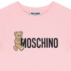 Girls Pink Teddy Bear Logo T-Shirt, 4, hi-res