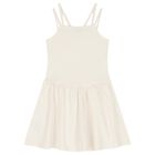 Girls Ivory Ribbed Dress, 2, hi-res