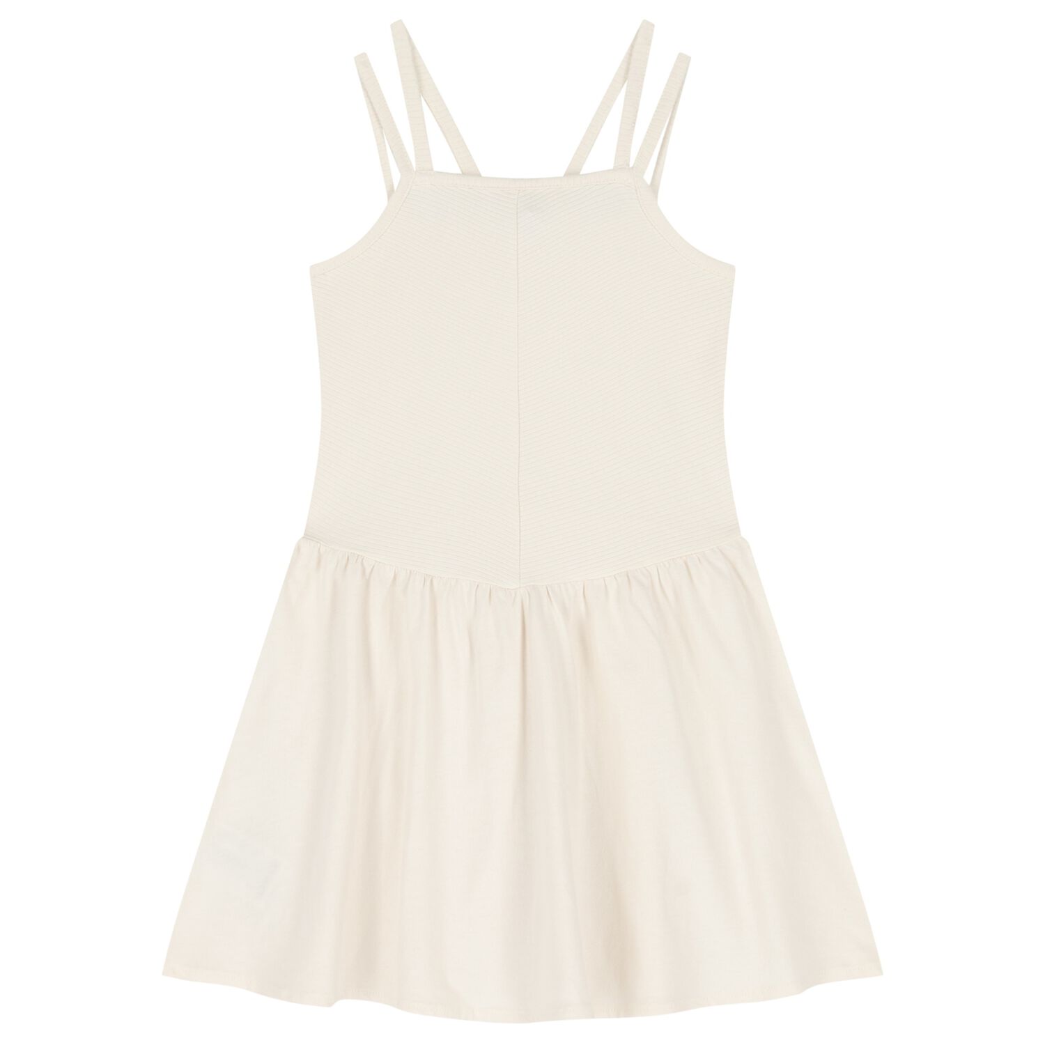 Girls Ivory Ribbed Dress, 2, hi-res
