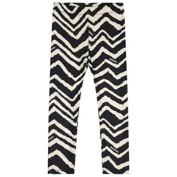 Girls Black & Ivory Zig Zag Leggings