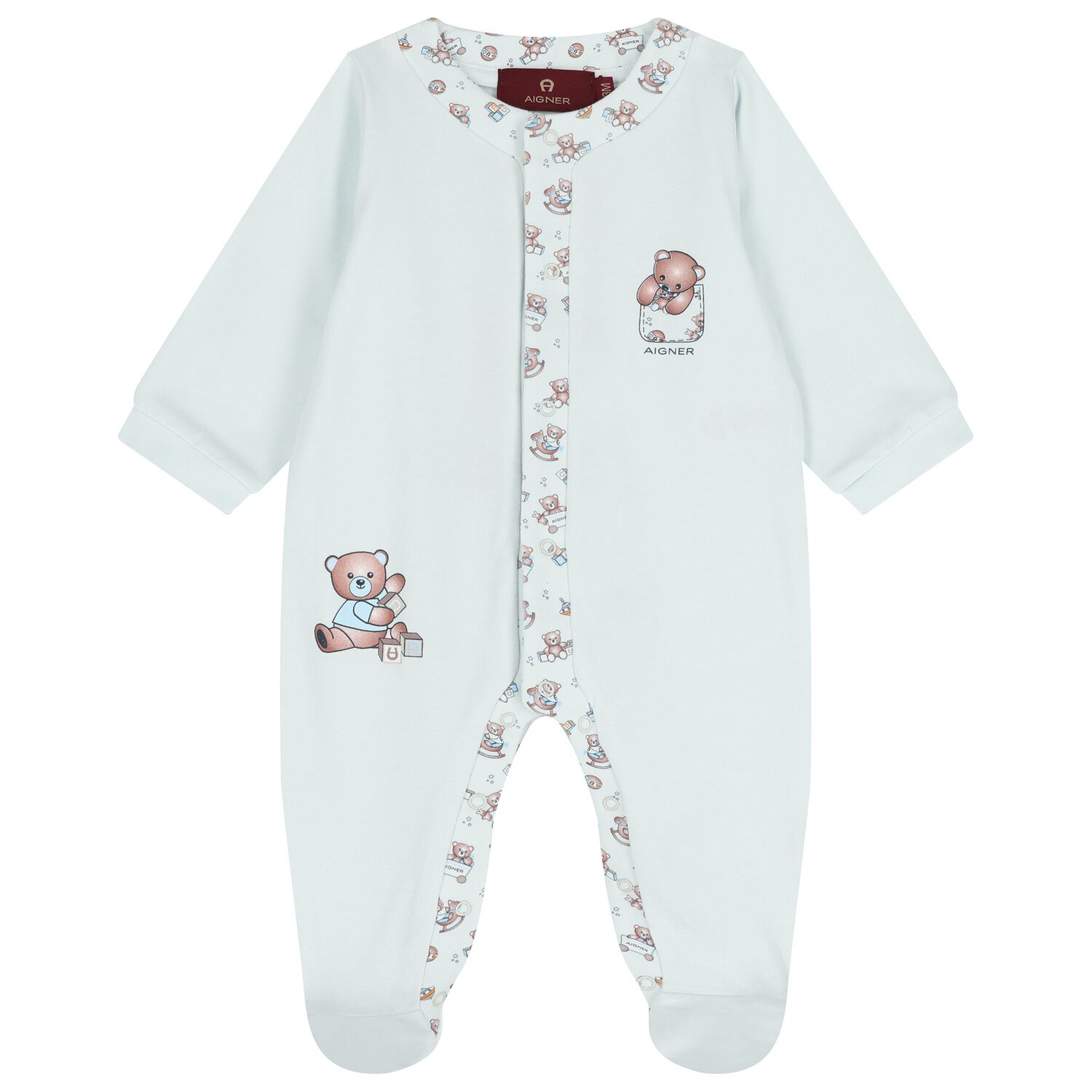 Baby Boys Blue Teddy Bear Babygrow, 2, hi-res