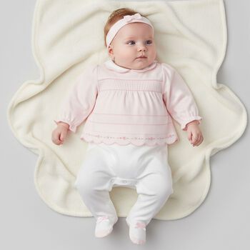 Baby Girls Pink Floral Babygrow Set