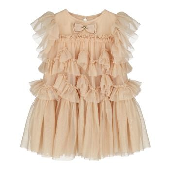 Baby Girls Beige Sequin Tulle Dress