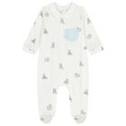Baby Boys Ivory & Blue Babygrows ( 2-Pack ), 2, hi-res