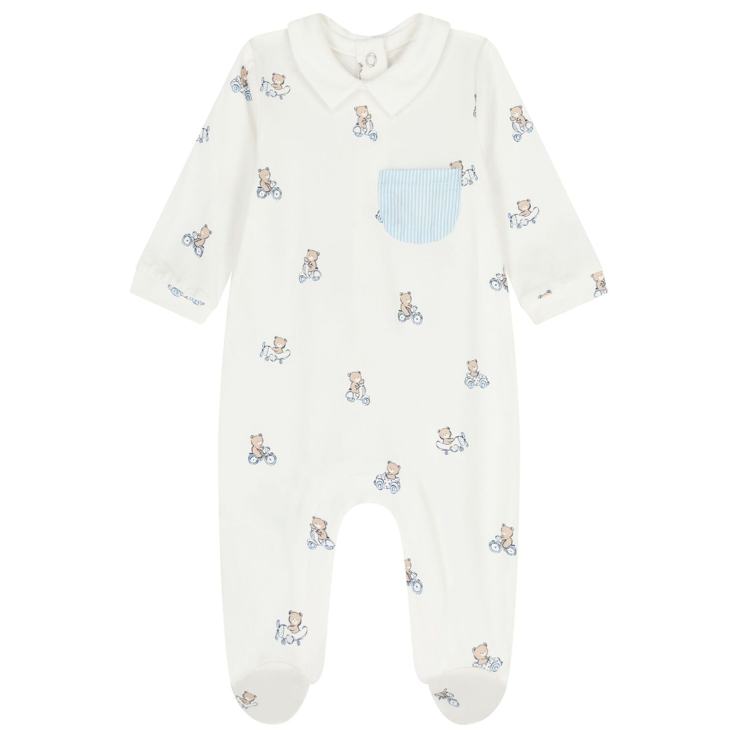 Baby Boys Ivory & Blue Babygrows ( 2-Pack ), 2, hi-res