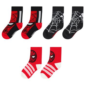 Boys Red & Black Spider Man Socks ( 3- Pack )