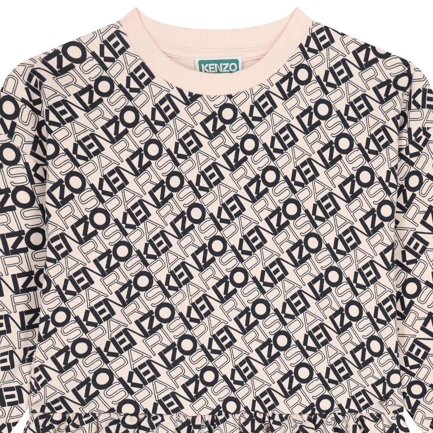 فستان بناتي وردي وأسود بشعار, 1, hi-res