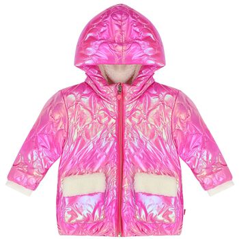 Younger Girls Pink Hearts Quilted Jacket