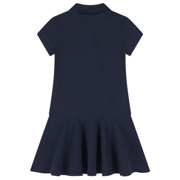 Girls Navy Blue Logo Polo Dress