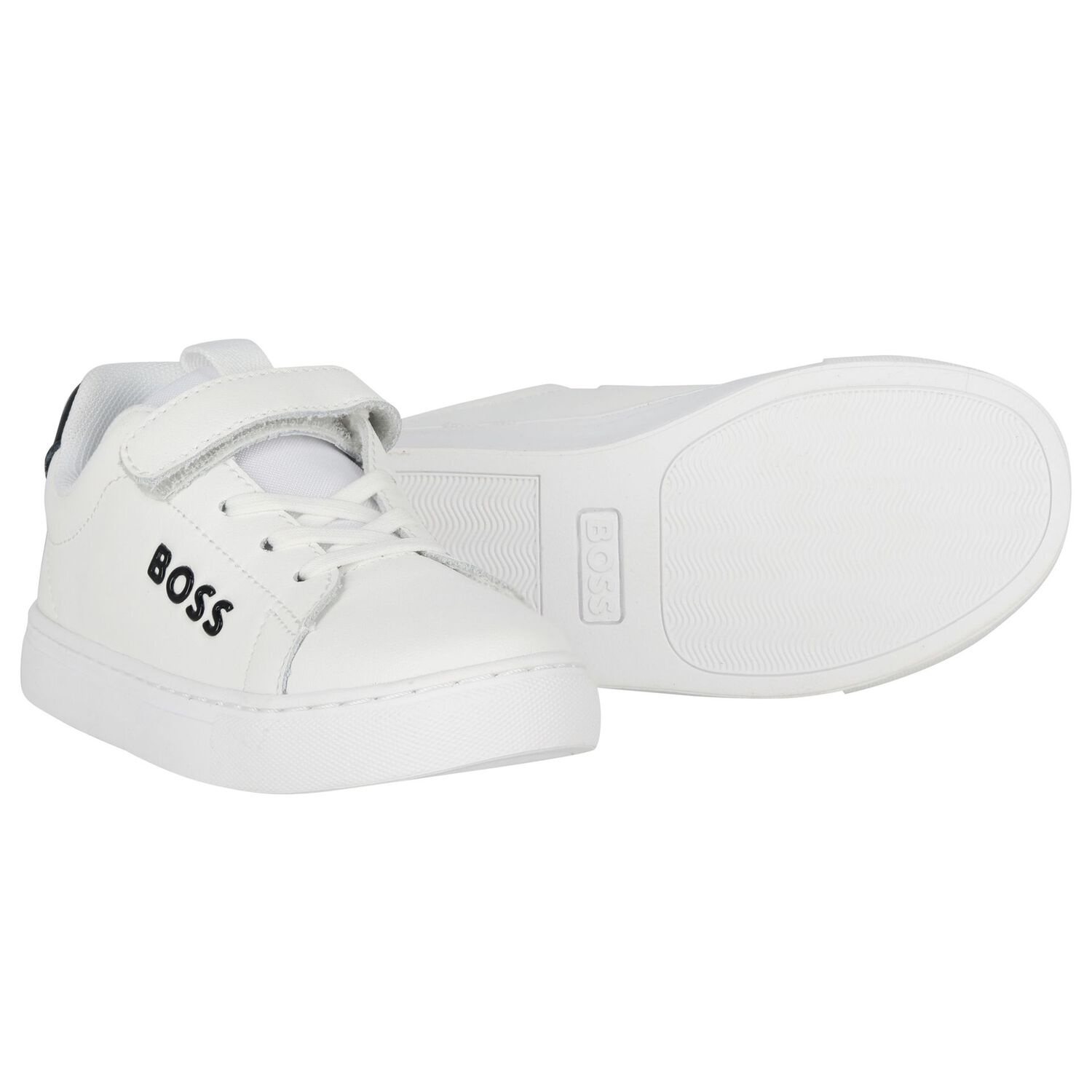 Boys White Logo Trainers, 2, hi-res