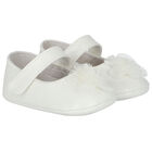 Baby Girls White Flower Pre Walker Shoes, 3, hi-res
