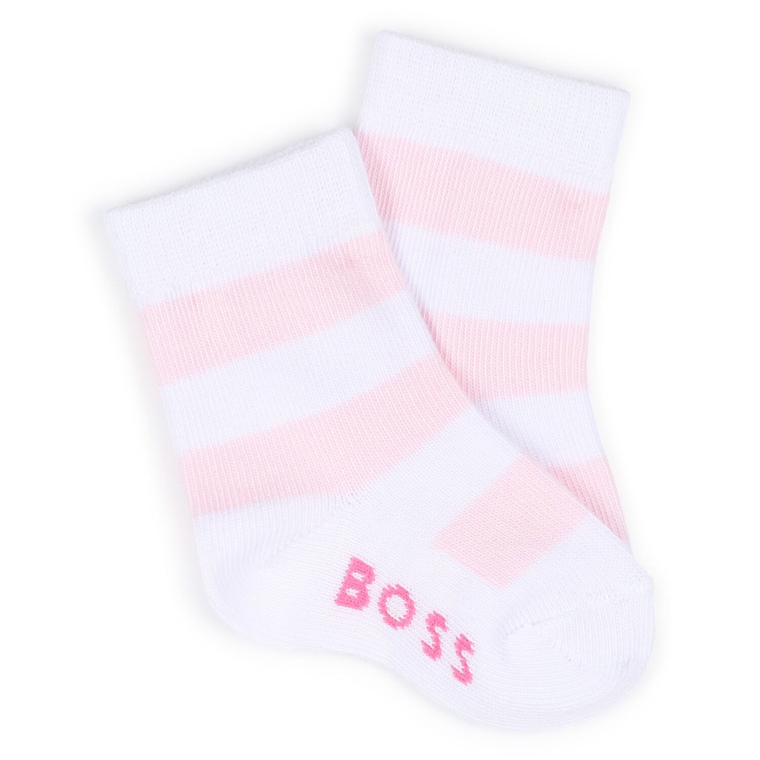 Baby Girls White & Pink Logo Socks ( 3-Pack ) , 1, hi-res