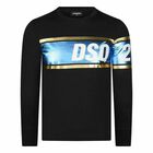 Boys Black Logo Long Sleeve Top, 1, hi-res