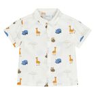 Younger Boys White Animals Shirt, 1, hi-res