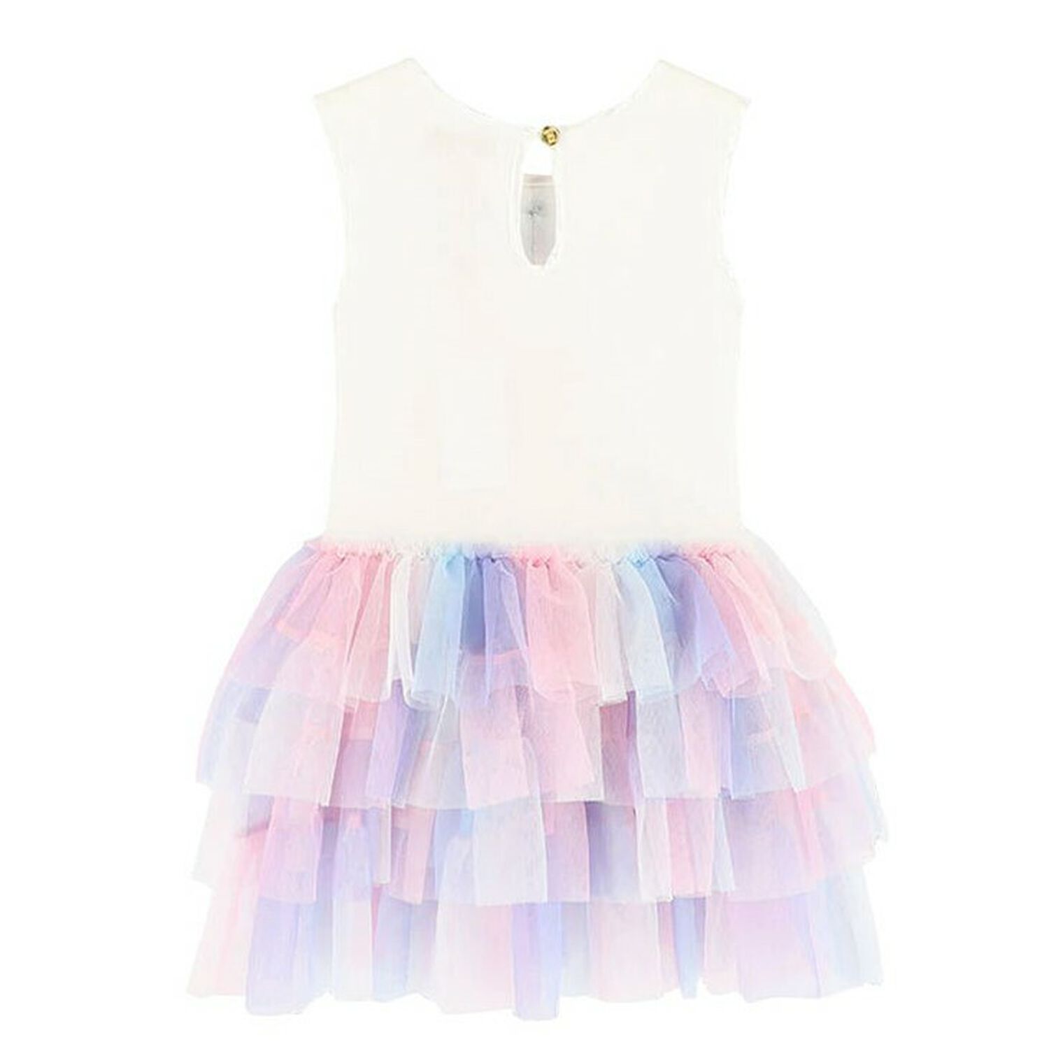 Girls White & Lilac Tulle Dress, 1, hi-res