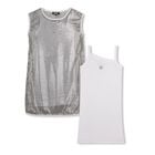 Girls Gold & White Logo Dress Set, 1, hi-res