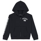 Boys Navy Blue Logo Hooded Zip Up Top, 1, hi-res
