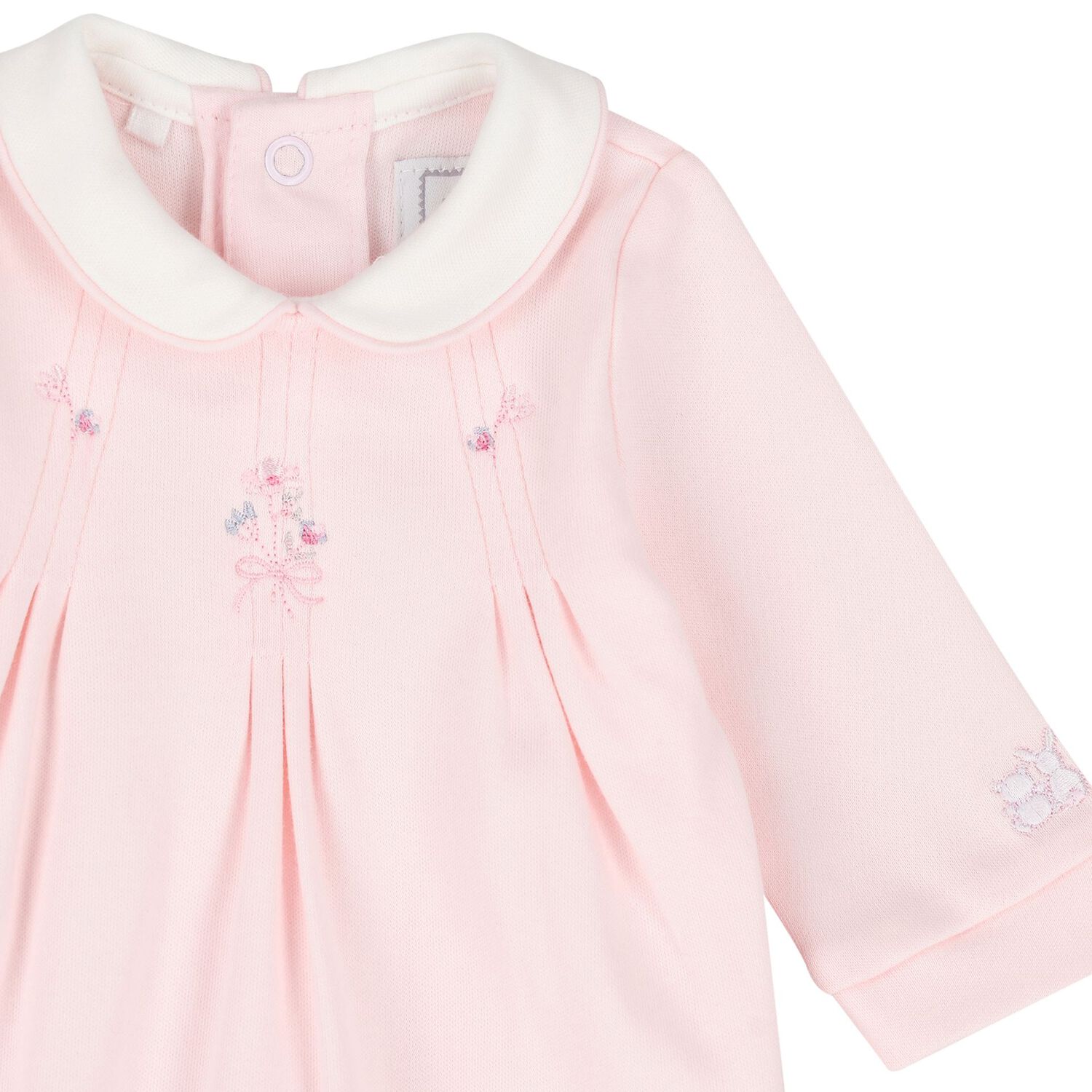 Baby Girls Pink & Ivory Flower Babygrows ( 2-Pack ), 1, hi-res
