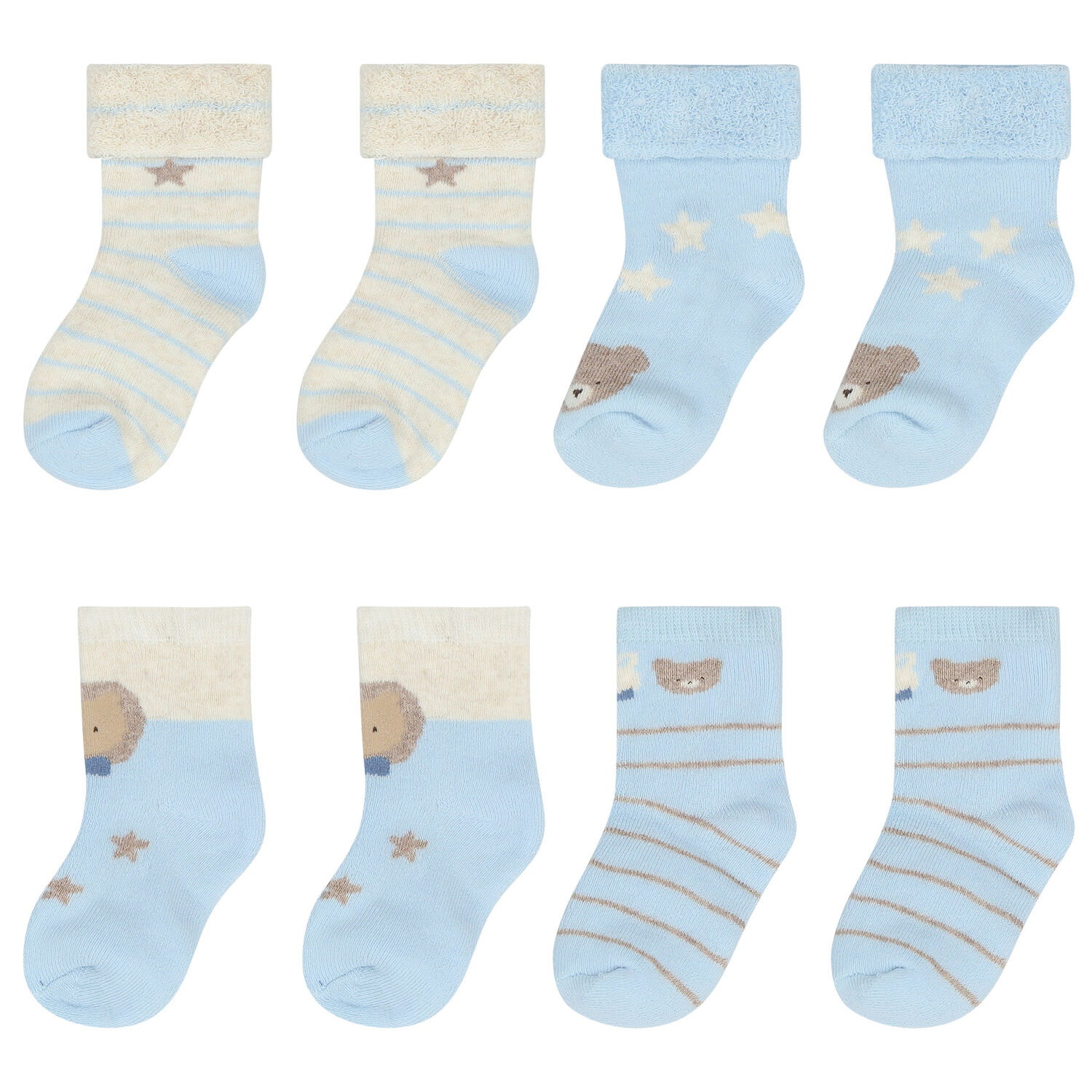 Baby Boys Blue & Ivory Socks ( 4-Pack ), 1, hi-res image number null