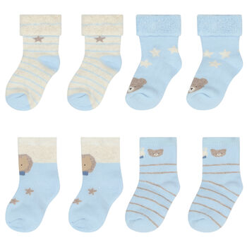 Baby Boys Blue & Ivory Socks ( 4-Pack )