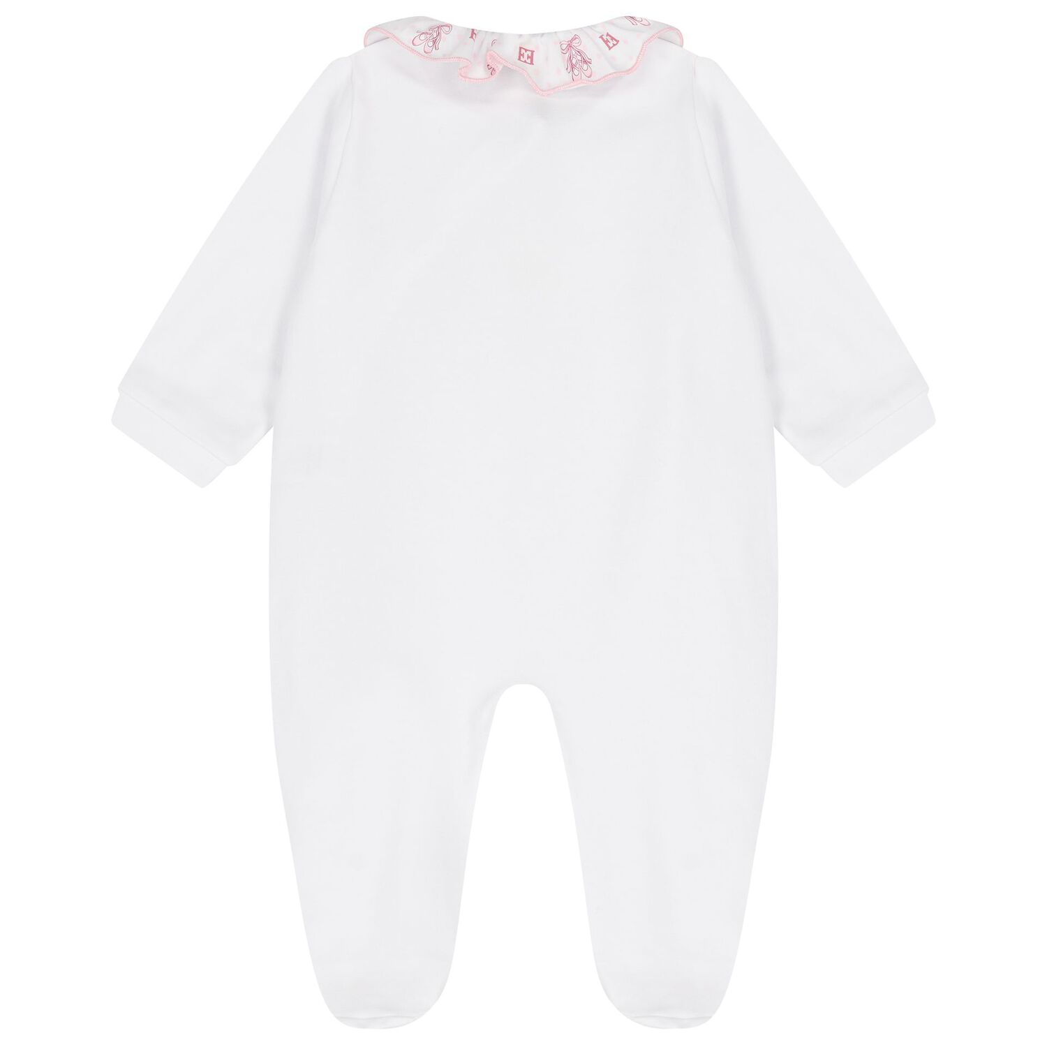 Baby Girls White & Pink Logo Babygrow, 1, hi-res