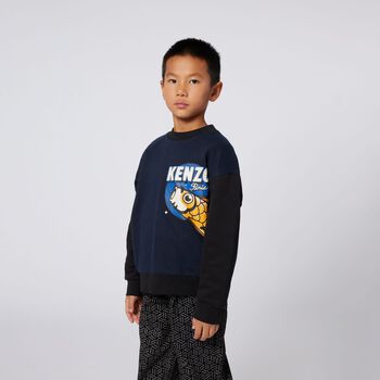 Boys Navy Blue Logo Sweatshirt, 1 Boys Navy Blue Logo Sweatshirt