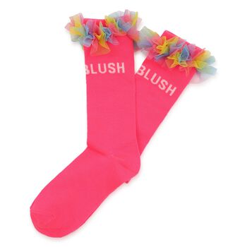 Girls Pink Ruffled Tulle Socks