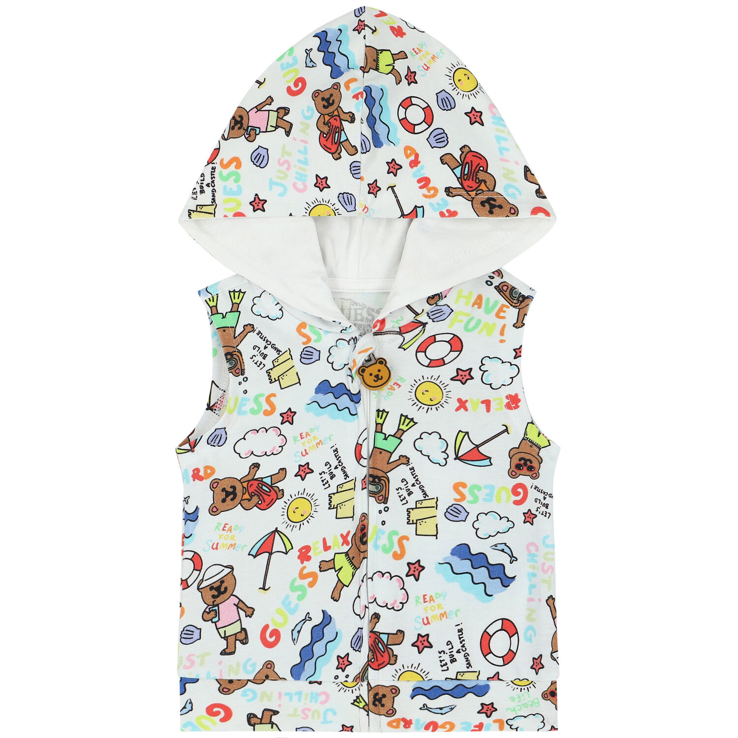 طقم شورت بشعار تيدي باللون الأبيض, 1, hi-res