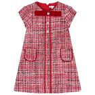 Girls Red Bow Tweed Dress, 1, hi-res