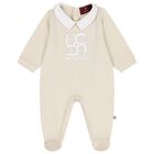 Beige Logo Babygrow, 1, hi-res