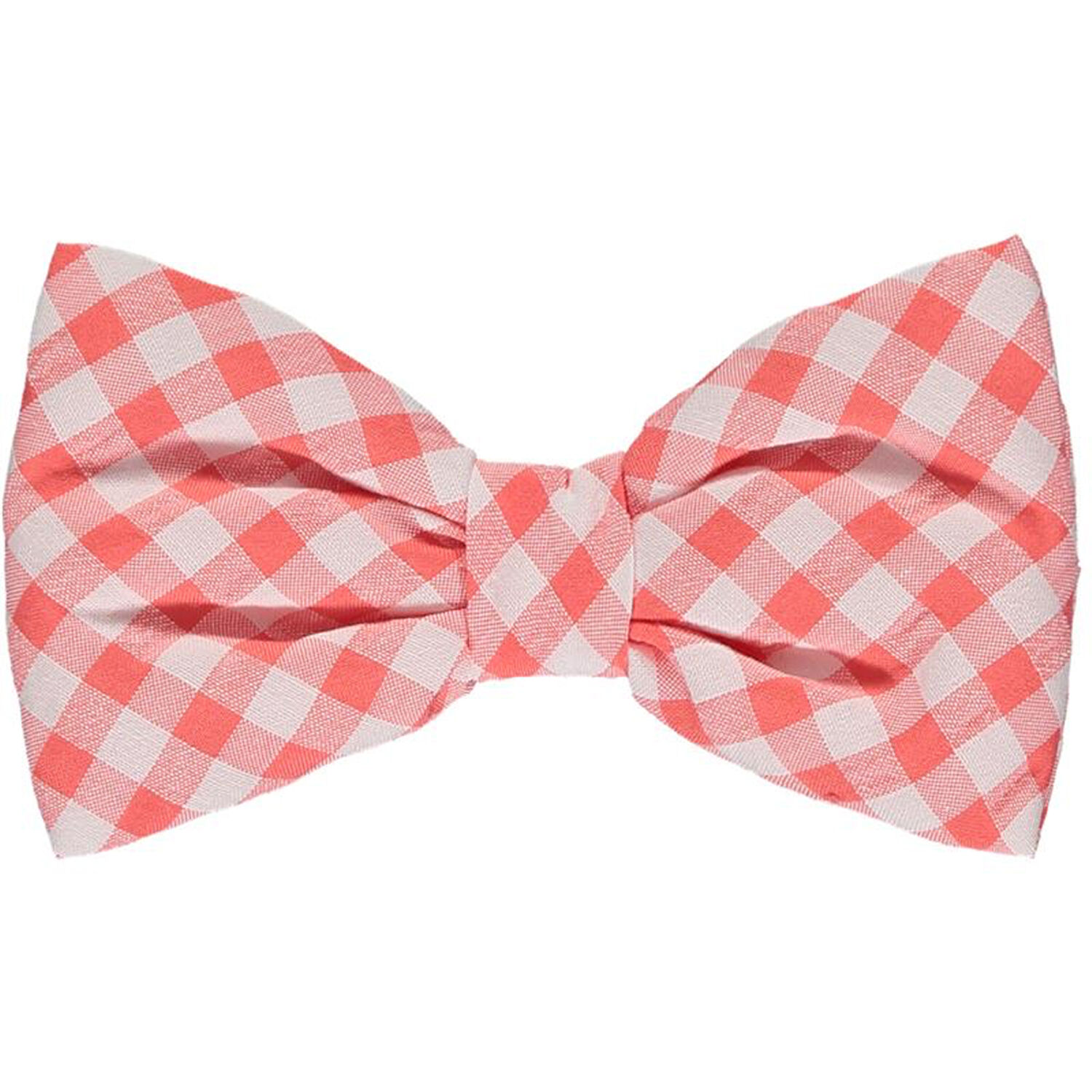 Girls Coral & White Gingham Hair Clip, 1, hi-res