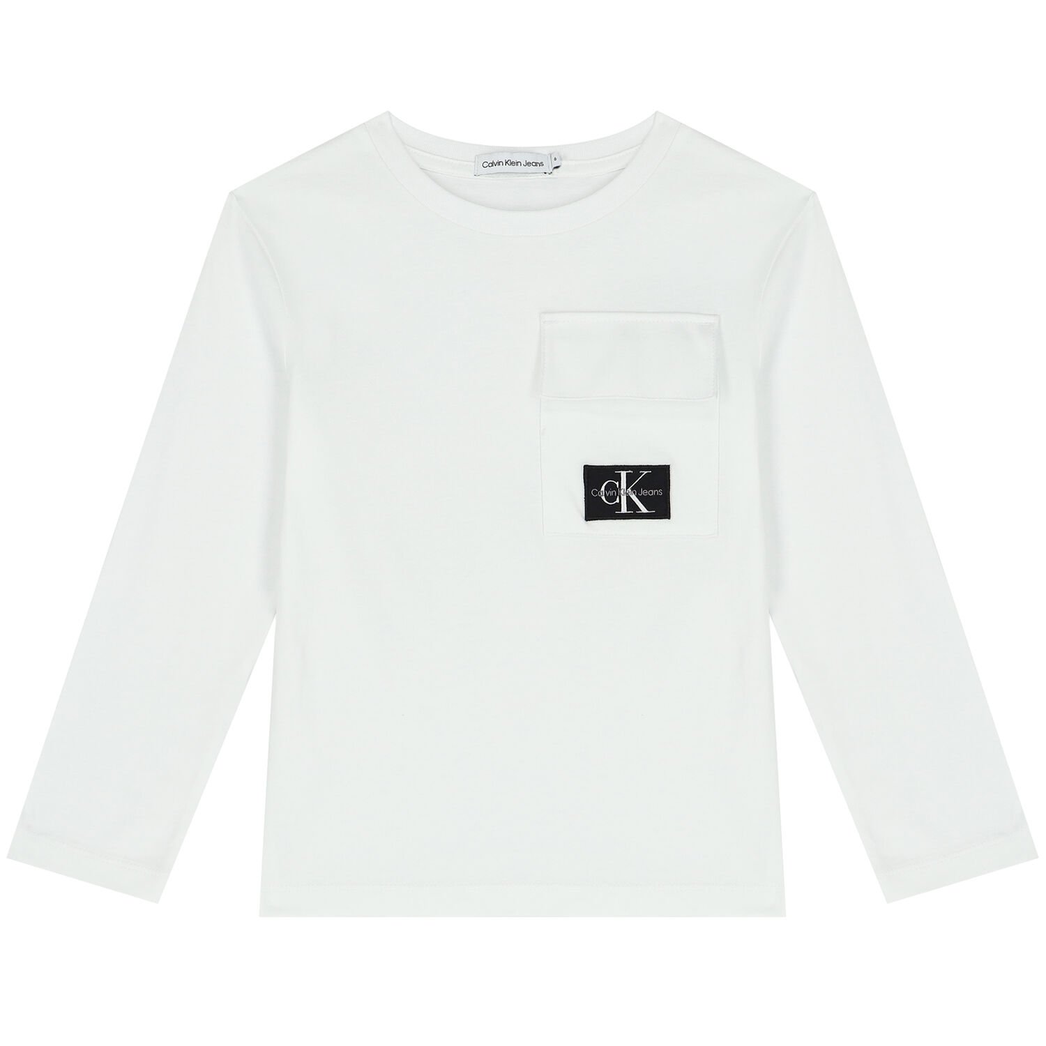 Boys White Logo Long Sleeve Top, 1, hi-res