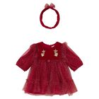 Baby Girls Red & Gold Reindeer Dress Set, 1, hi-res