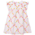 Girls White Logo Broderie Anglaise Dress, 1, hi-res