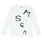 Boys White Logo Long Sleeve Top, 2, hi-res
