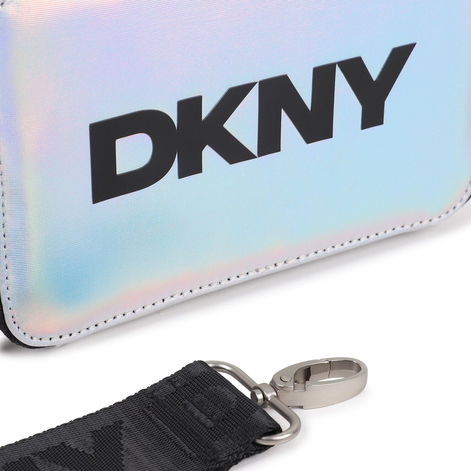 حقيبه يد للبنات بالشعار باللون الفضى لامع , 1, hi-res