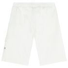 Boys White Logo Tape Shorts, 1, hi-res