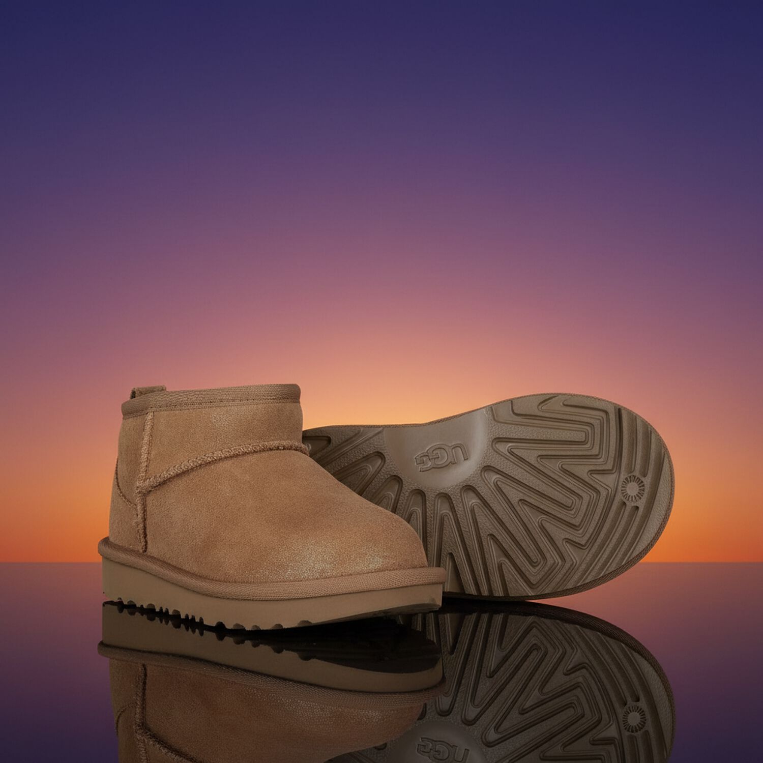 بوت قصير من الجلد السويدي بلون بني كستنائي كلاسيكي للبنات , 1, hi-res