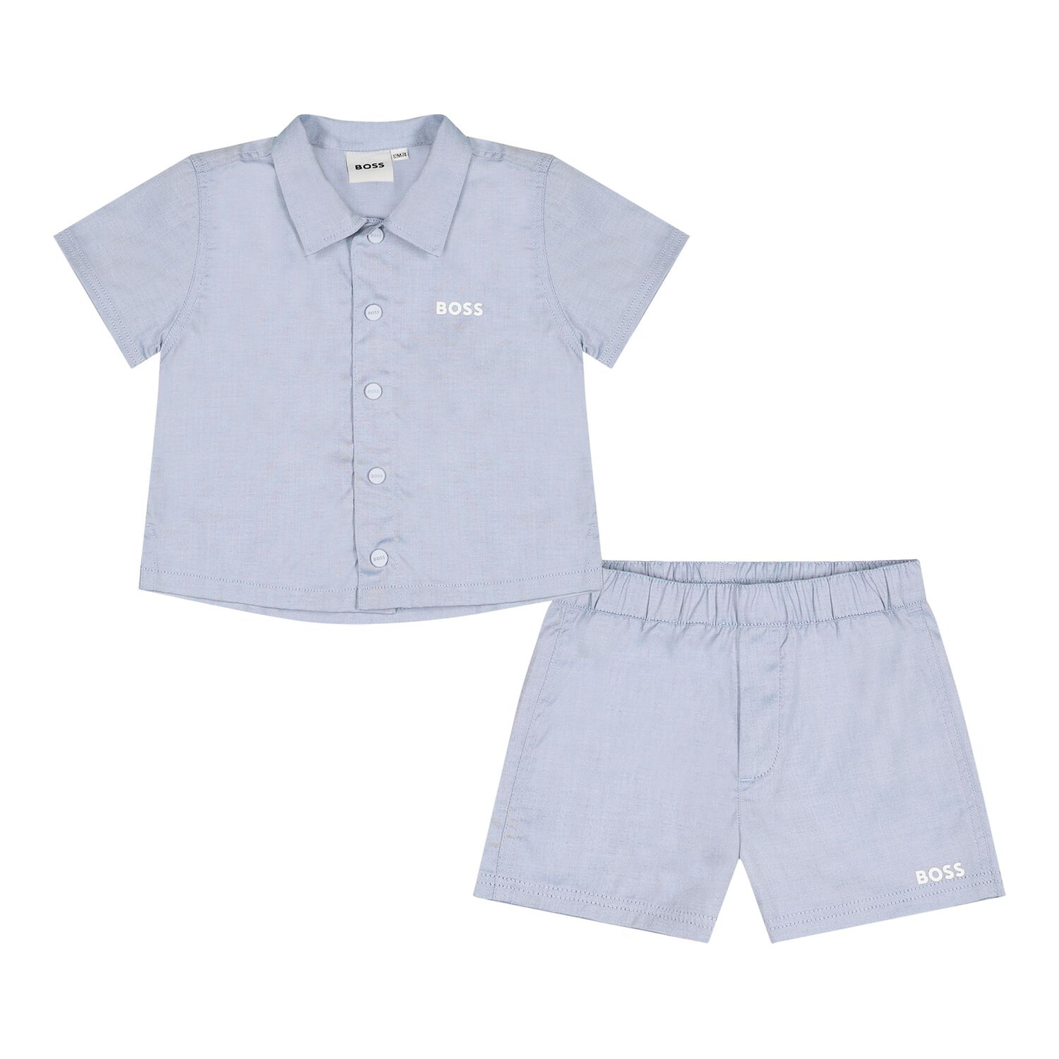 Baby Boys Blue Logo Shorts Set, 1, hi-res