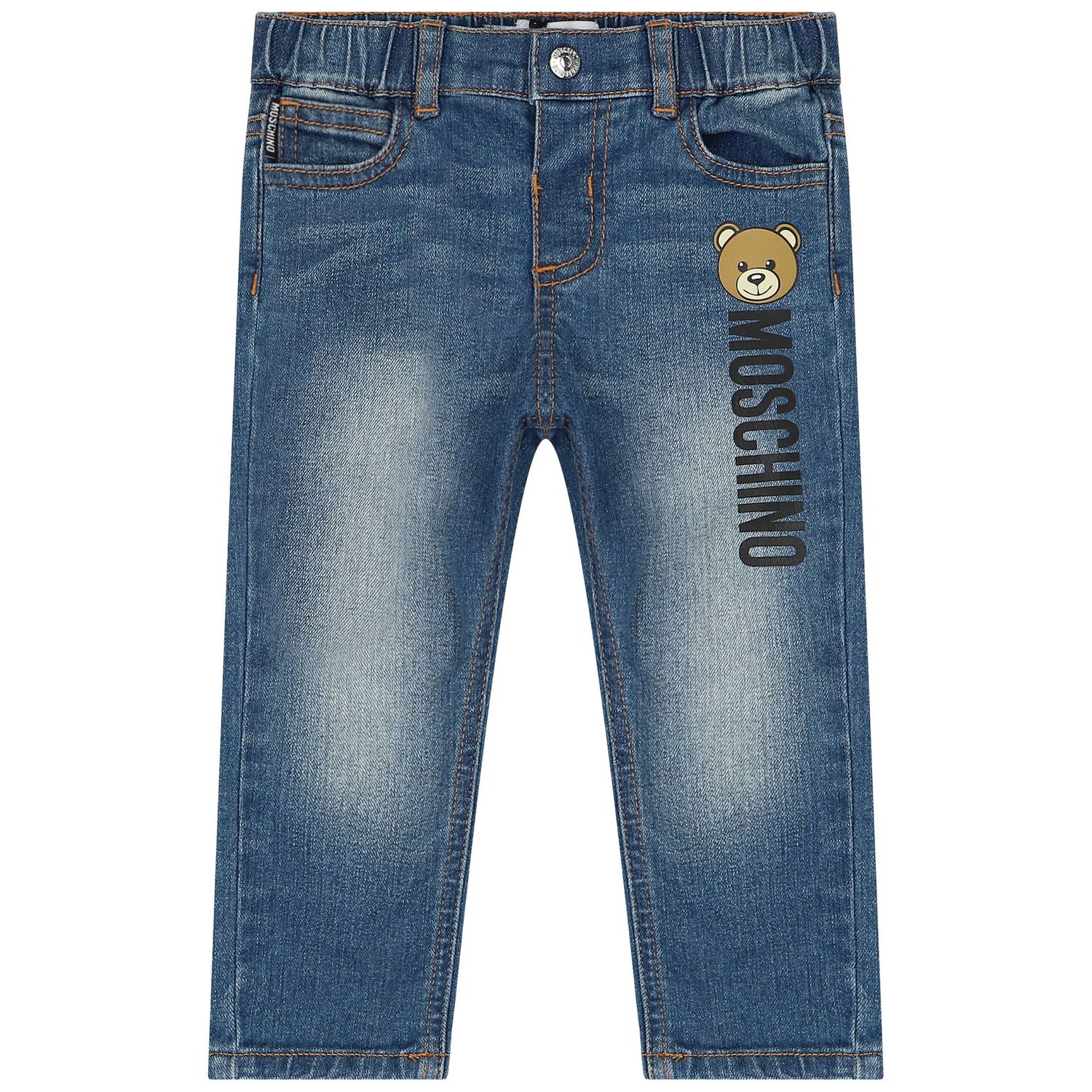 Blue Teddy Bear Logo Denim Jeans, 1, hi-res image number null