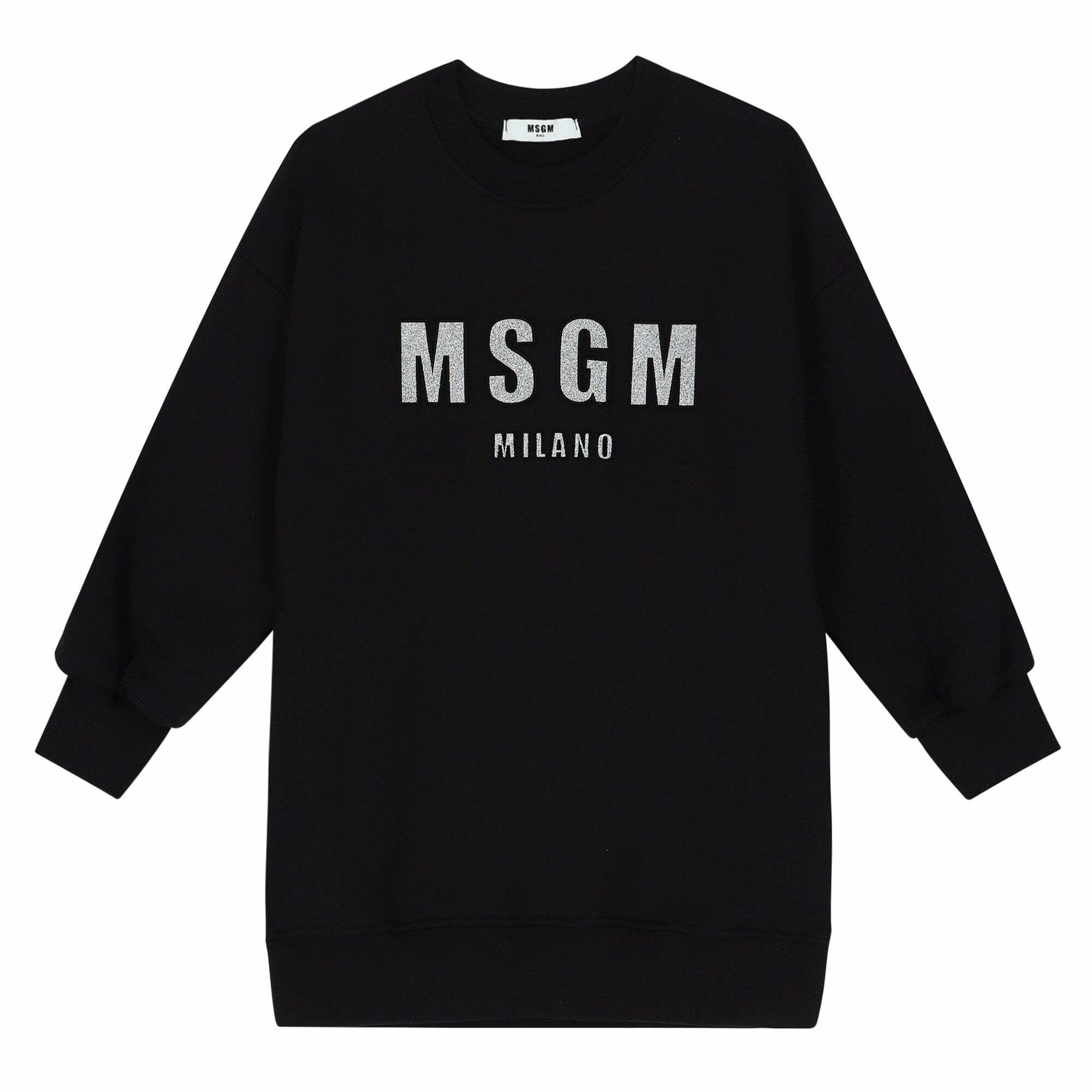 MSGM Girls Black Logo Sweatshirt Dress Junior Couture QA