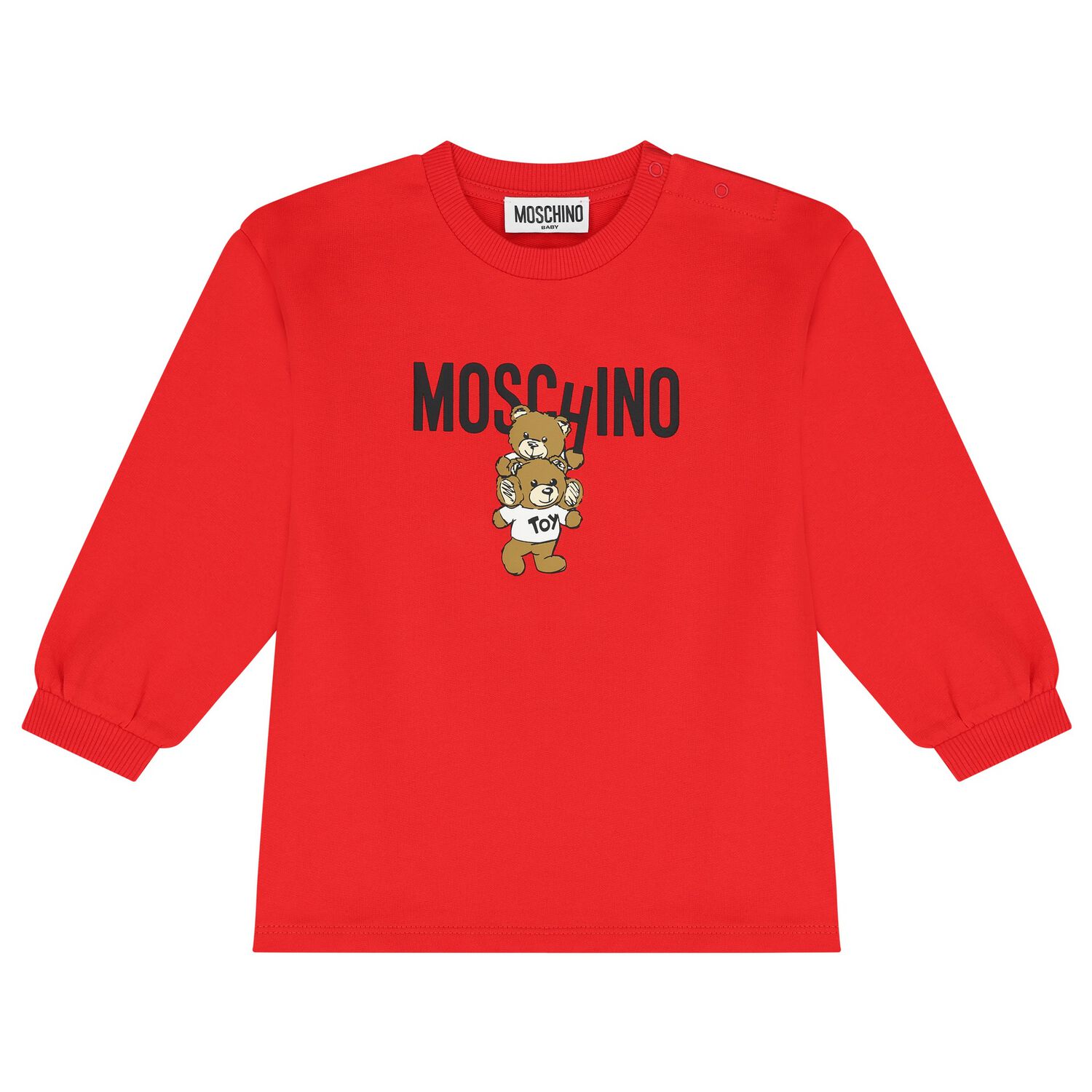 Younger Girls Red Teddy Bear Logo Dress, 2, hi-res image number null